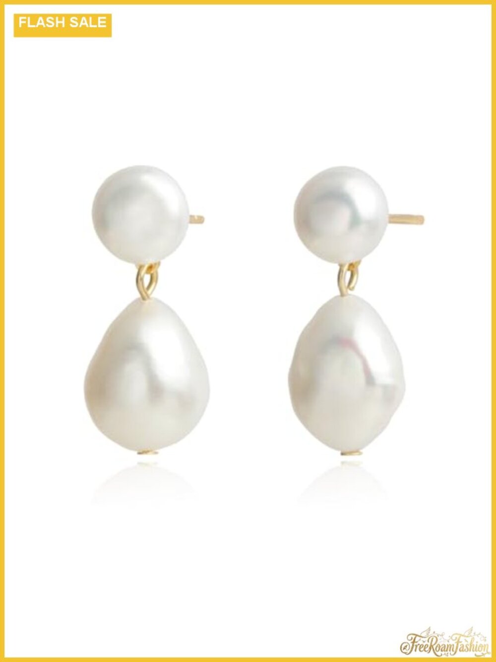 Baroque Pearl Dangle Drop Earrings 18K Gold Plated Copper Hypoallergenic